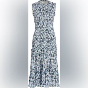 Floral Blue Sleeveless Maxi Dress